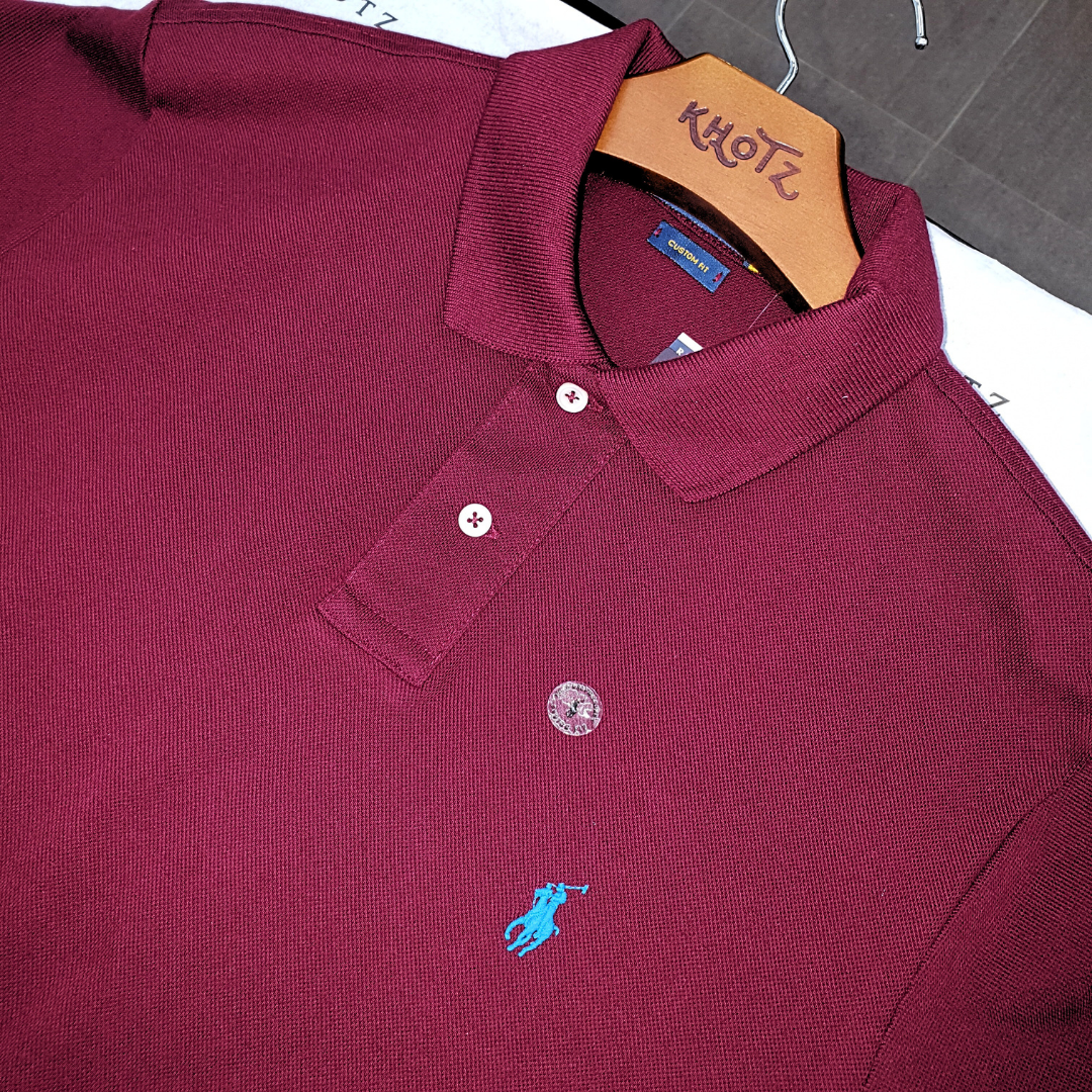 Polo Ralph Lauren Masculina Bordô Pony Azul
