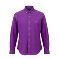 Camisa Ralph Lauren Masculina Oxford Tinturado Roxo Pony Verde Neon