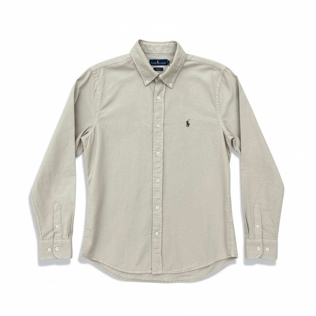 Camisa Ralph Lauren Masculina Oxford Tinturado Café Pony Chocolate