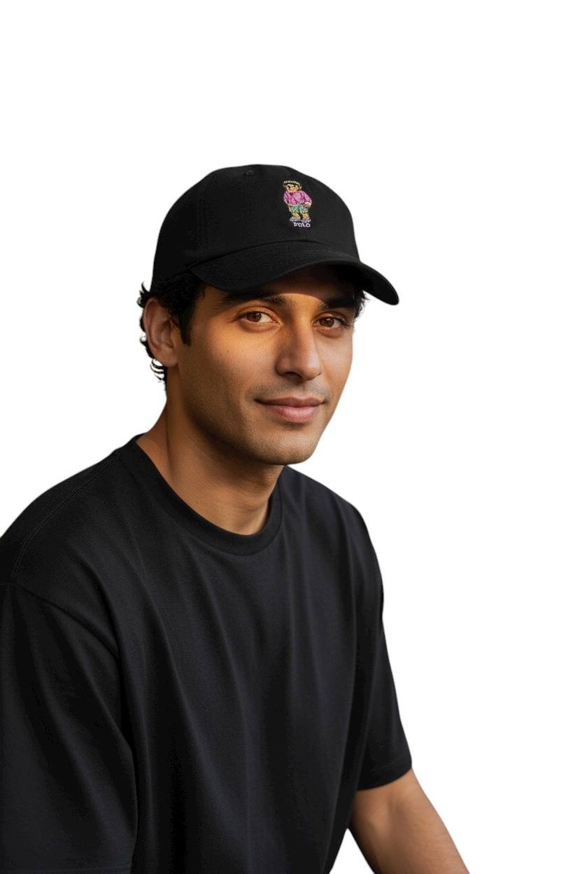 Boné Ralph Lauren Preto Urso Americano Polo Bear
