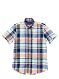 Camisa Ralph Lauren Masculina Manga Curta Xadrez Azul Americano Pony Marinho