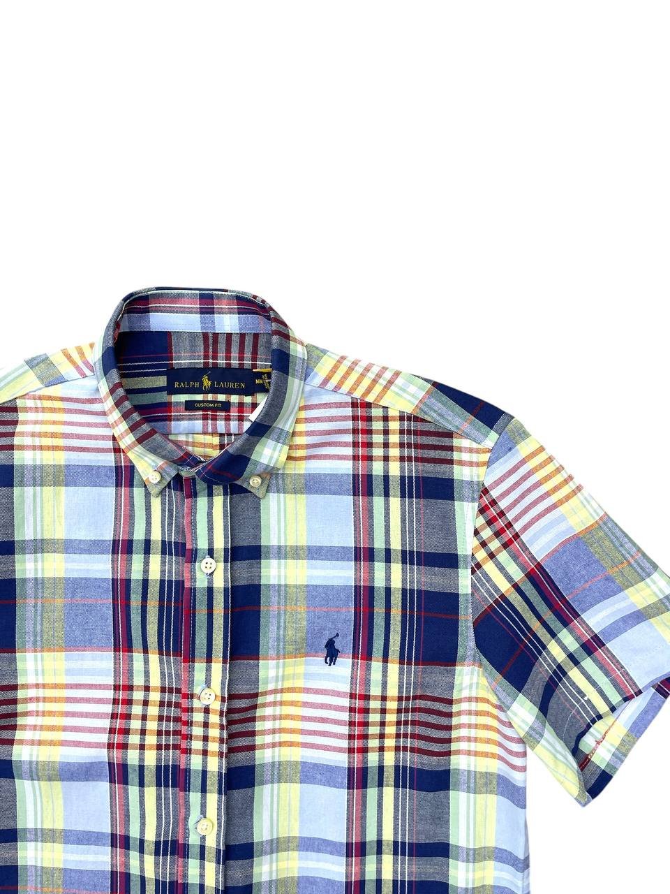 Camisa Ralph Lauren Masculina Manga Curta Xadrez Azul Americano Pony Marinho