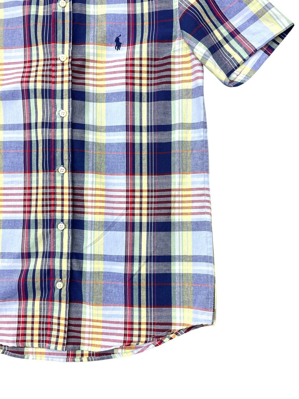 Camisa Ralph Lauren Masculina Manga Curta Xadrez Azul Americano Pony Marinho