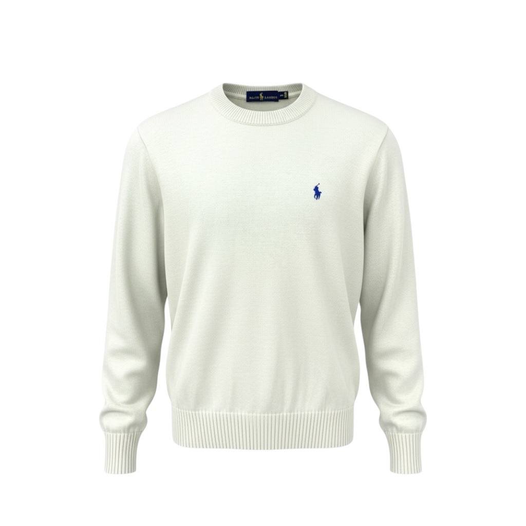 Suéter Ralph Lauren Masculino Creme Pony Azul