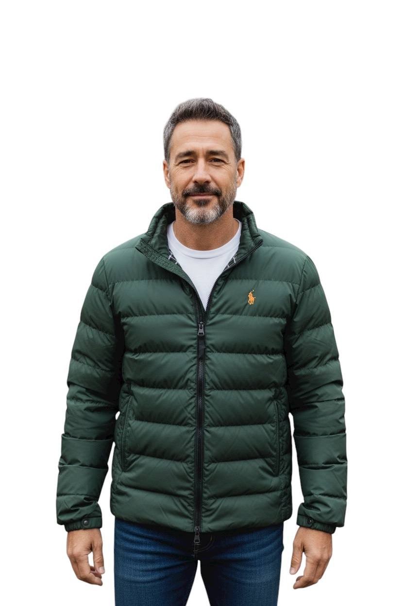 Jaqueta/Colete Ralph Lauren Masculina Pluma Esmeralda Pony Laranja