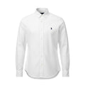 Camisa Ralph Lauren Masculina Oxford Tinturado Branca Pony Marinho