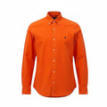 Camisa Ralph Lauren Masculina Oxford Tinturado Laranja Pony Marinho