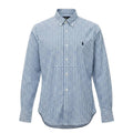 Camisa Ralph Lauren Masculina Micro Xadrez Azul Celeste Pony Preto