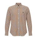 Camisa Ralph Lauren Masculina Micro Xadrez Laranja Pony Preto