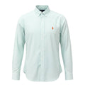 Camisa Ralph Lauren Masculina Micro Xadrez Verde Água Pony Laranja