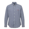 Camisa Ralph Lauren Masculina Micro Xadrez Azul Petróleo Pony Vermelho