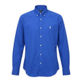 Camisa Ralph Lauren Masculina Micro Xadrez Australiano Azul Pony Cinza