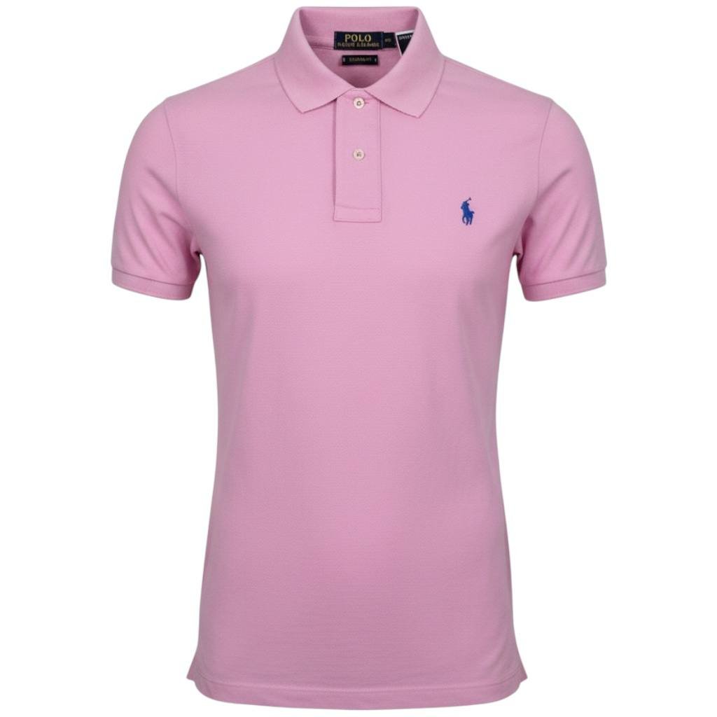 Polo Ralph Lauren Masculina Rosa Claro Pony Azul