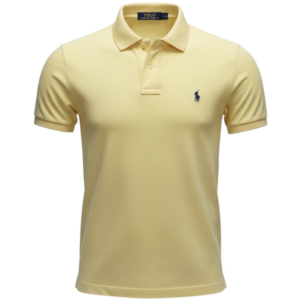 Polo Ralph Lauren Masculina Amarela Pony Azul