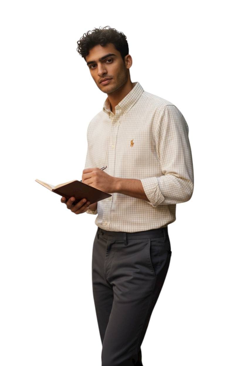Camisa Ralph Lauren Masculina Xadrez Europeu Pony Dourado