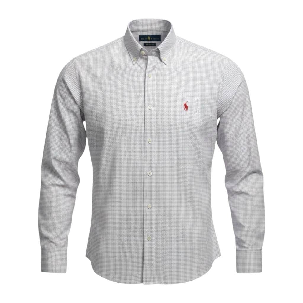 Camisa Ralph Lauren Masculina Xadrez Minimalista Executivo Pony Vermelho