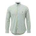 Camisa Ralph Lauren Masculina Xadrez Creme Pony Púrpura