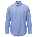 Camisa Ralph Lauren Masculina Azul Listras Executiva Pony Rosa
