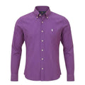 Camisa Ralph Lauren Masculina Roxa Mini Listras Azuis Pony Branco