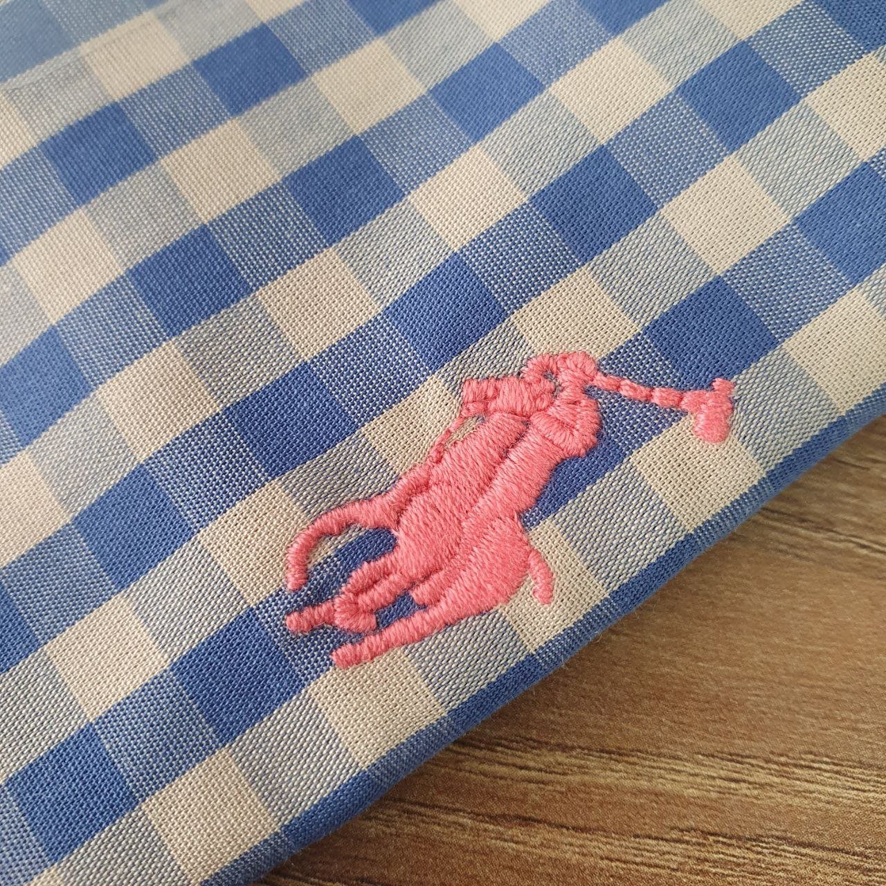 Camisa Ralph Lauren Masculina Xadrez Cimento Pony Rosa