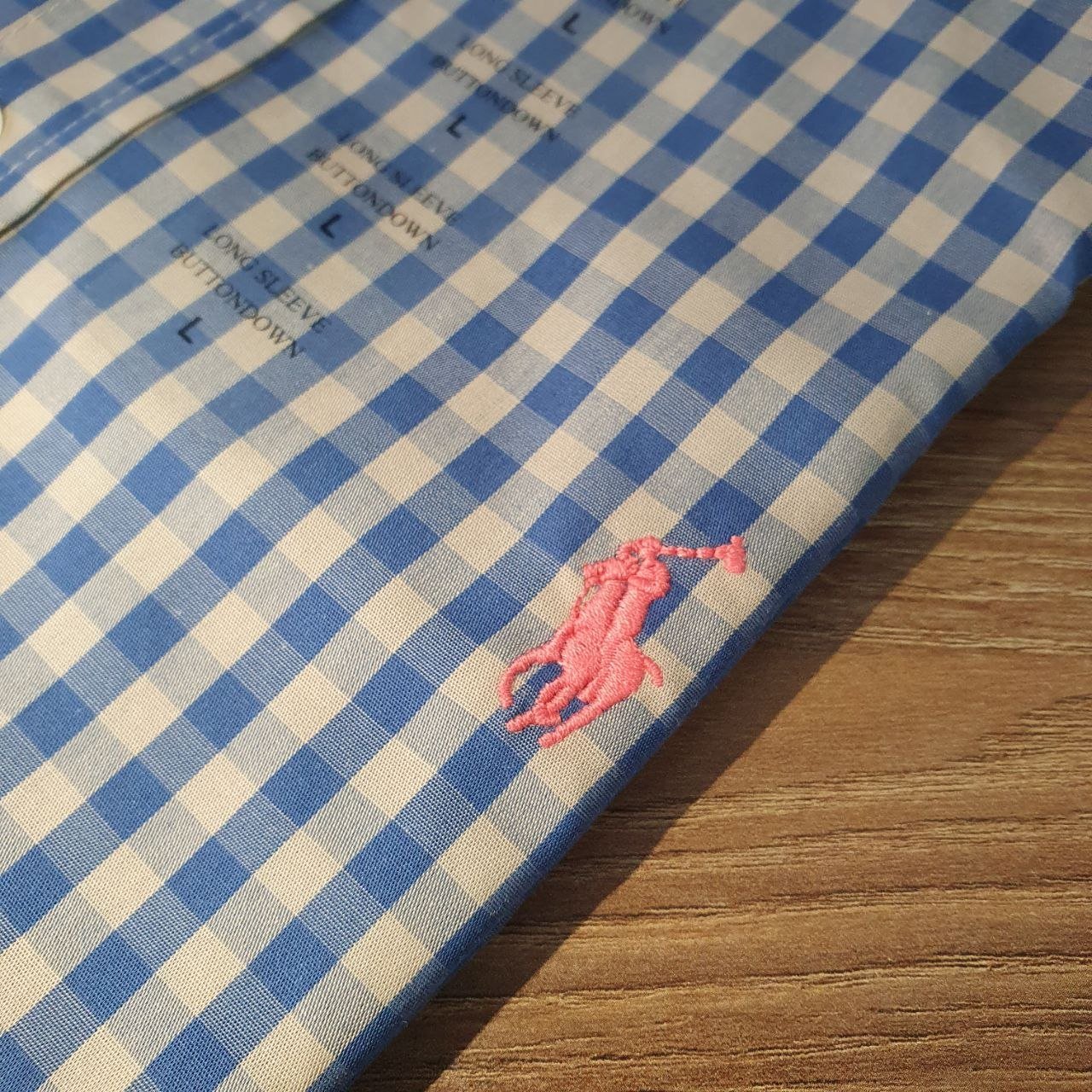 Camisa Ralph Lauren Masculina Xadrez Cimento Pony Rosa