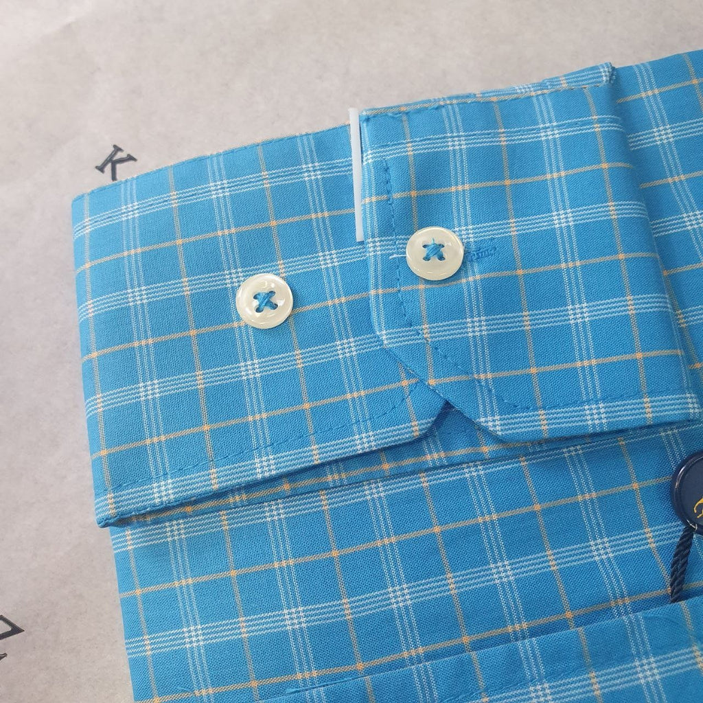 Camisa Ralph Lauren Masculina Xadrez Azul Listrado Pony Dourado