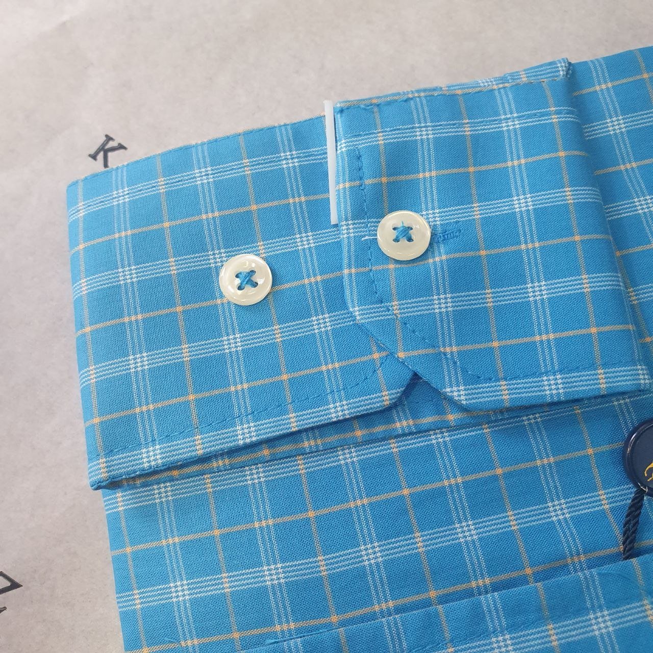 Camisa Ralph Lauren Masculina Xadrez Azul Listrado Pony Dourado