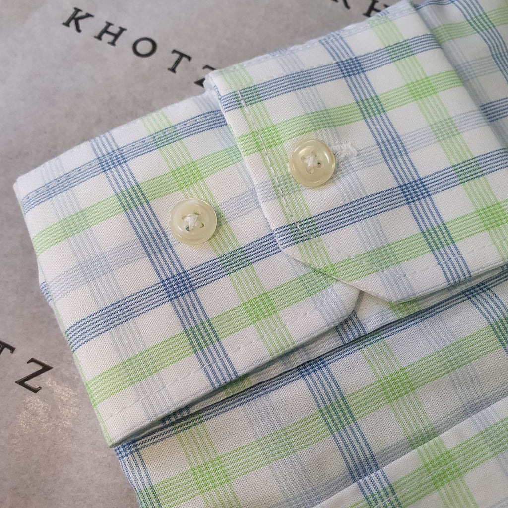 Camisa Ralph Lauren Masculina Xadrez Verde com Listras Pony Azul