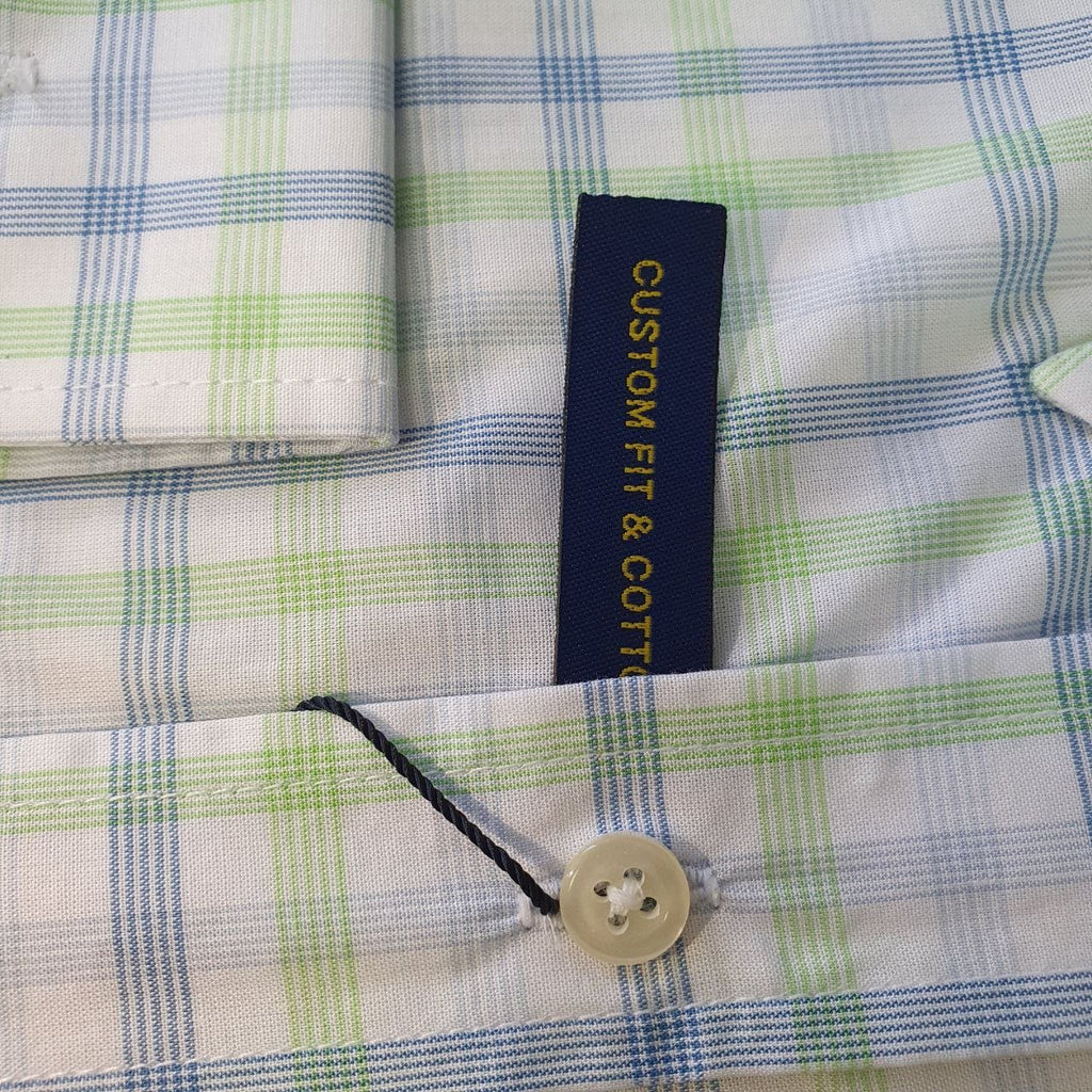 Camisa Ralph Lauren Masculina Xadrez Verde com Listras Pony Azul