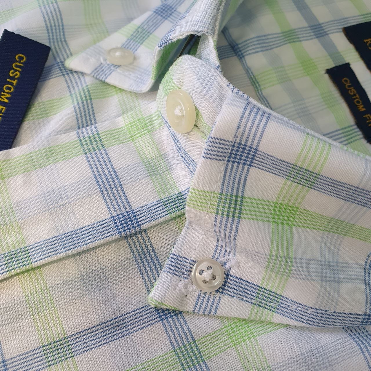 Camisa Ralph Lauren Masculina Xadrez Verde com Listras Pony Azul
