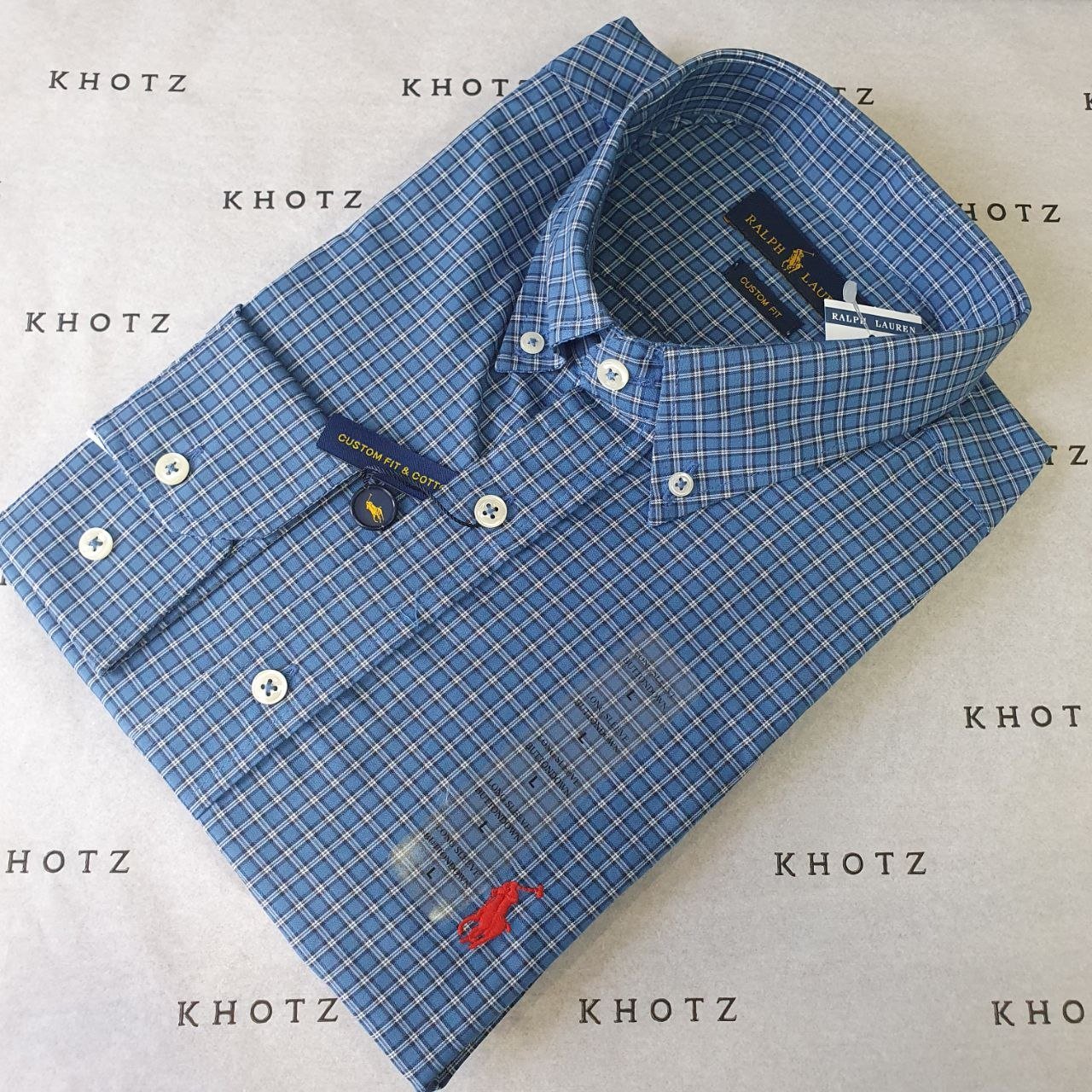 Camisa Ralph Lauren Masculina Xadrez Azul Executivo Pony Vermelho