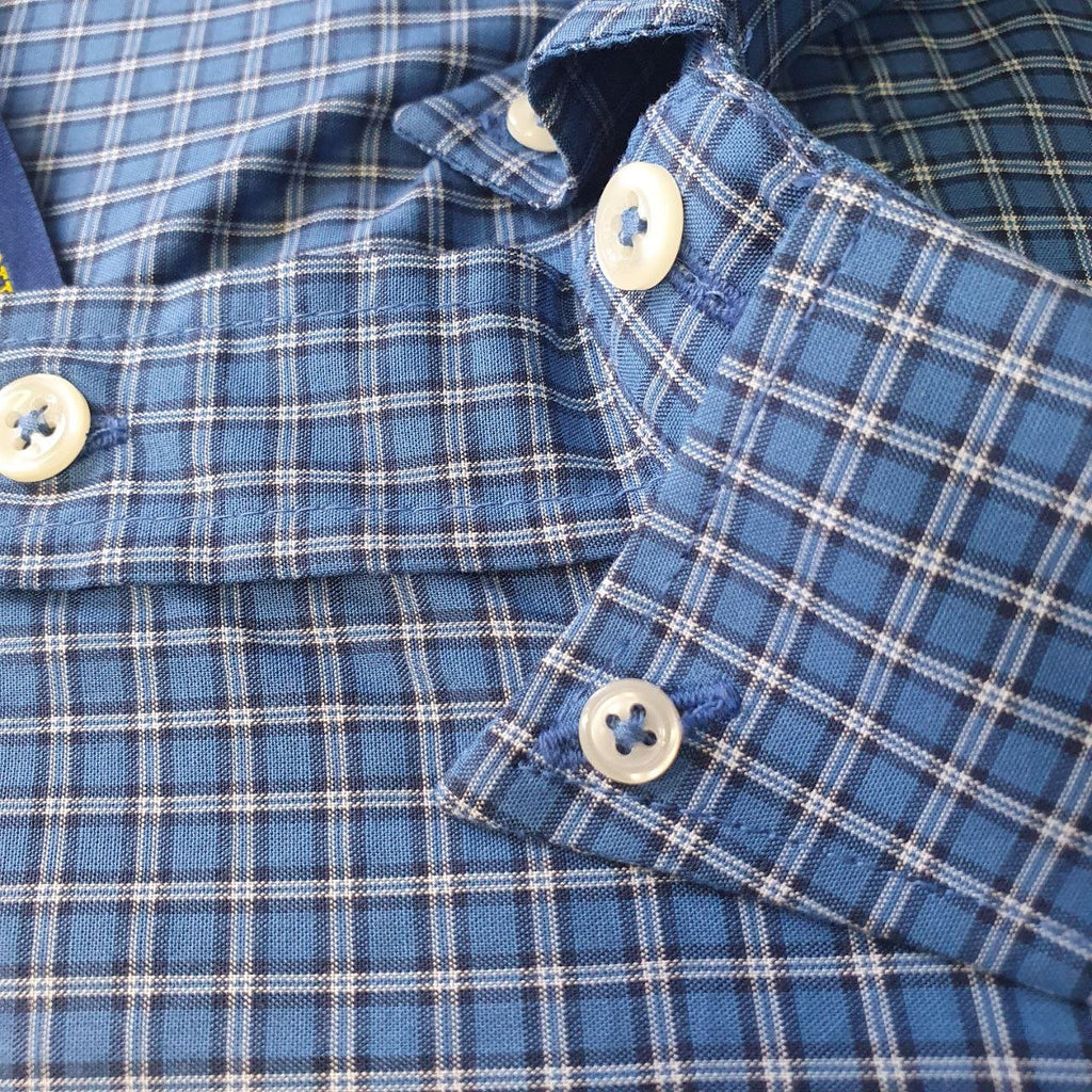 Camisa Ralph Lauren Masculina Xadrez Azul Executivo Pony Vermelho