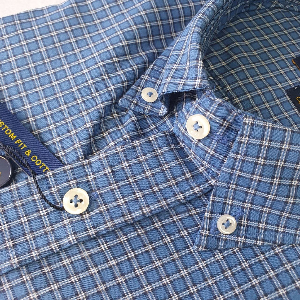 Camisa Ralph Lauren Masculina Xadrez Azul Executivo Pony Vermelho