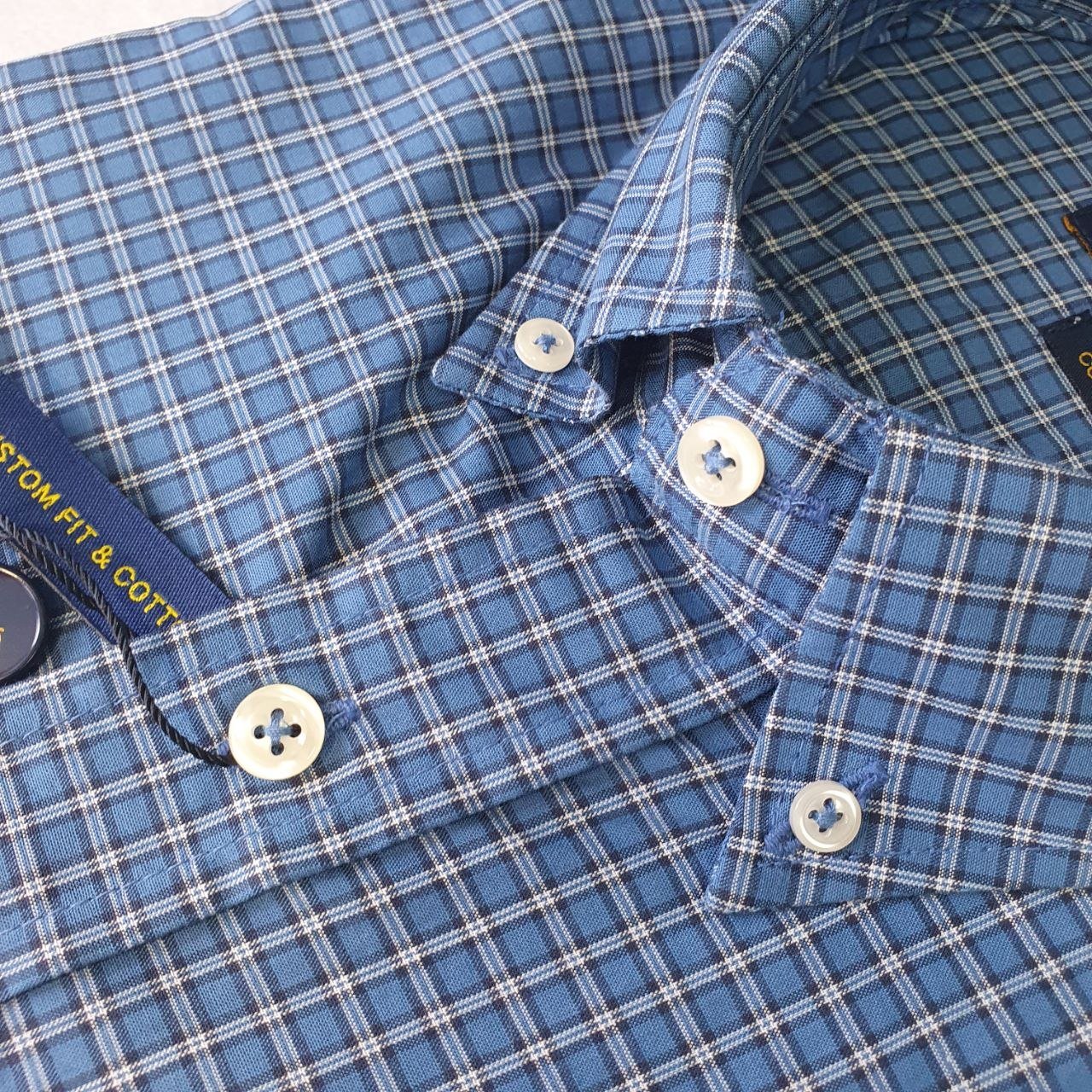 Camisa Ralph Lauren Masculina Xadrez Azul Executivo Pony Vermelho