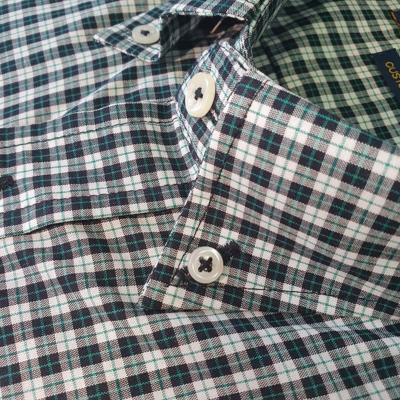 Camisa Ralph Lauren Masculina Xadrez Preto no Branco Pony Verde Esmeralda