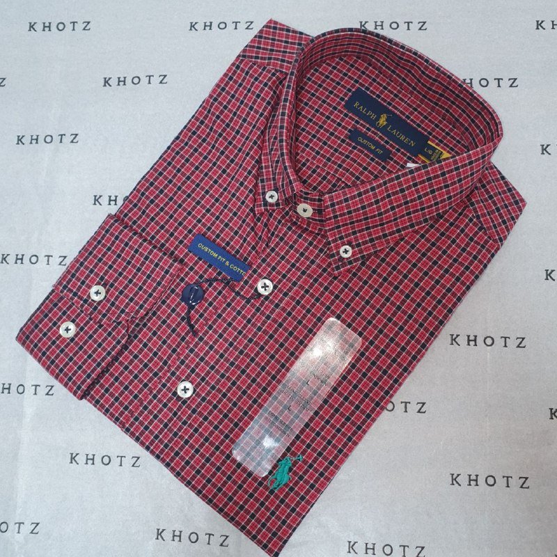 Camisa Ralph Lauren Masculina Xadrez Bordô Pony Verde Esmeralda