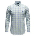 Camisa Ralph Lauren Masculina Xadrez Verde com Listras Pony Azul