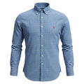 Camisa Ralph Lauren Masculina Xadrez Azul Executivo Pony Vermelho