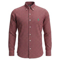 Camisa Ralph Lauren Masculina Xadrez Bordô Pony Verde Esmeralda