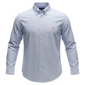 Camisa Ralph Lauren Masculina Linho cor Azul Bebê Pony Rosa