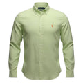 Camisa Ralph Lauren Masculina Linho cor Verde Limão Pony Laranja