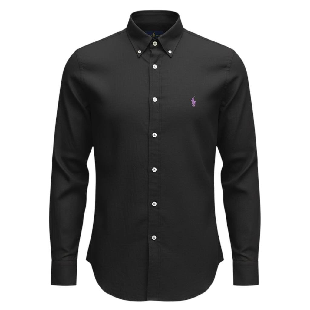 Camisa Ralph Lauren Masculina Linho cor Preta Pony Roxo