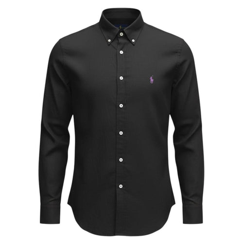 Camisa Ralph Lauren Masculina Linho cor Preta Pony Roxo