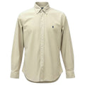 Camisa Ralph Lauren Masculina Oxford Tinturado Areia Pony Marinho