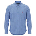 Camisa Ralph Lauren Masculina Azul Celeste Listras Executiva Pony Vermelho
