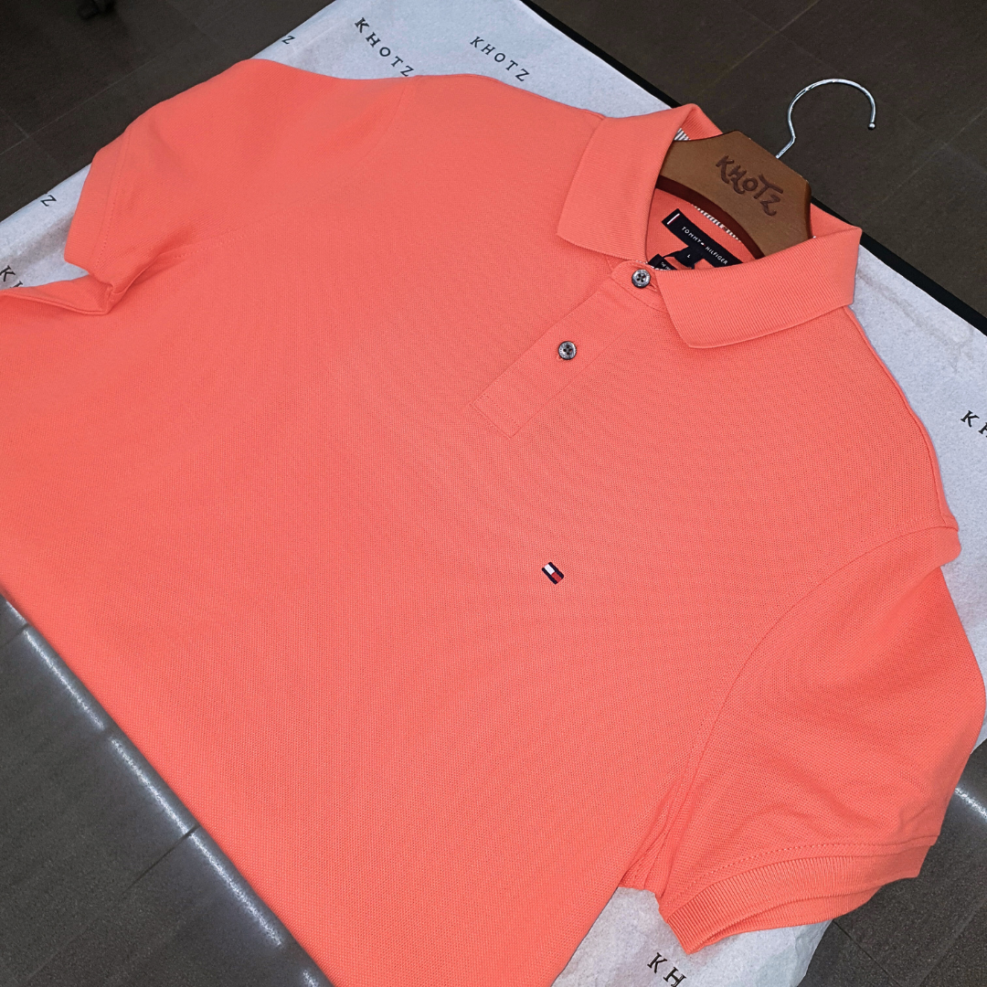 Polo Tommy Hilfiger Masculina Salmão 1985 Regular Fit