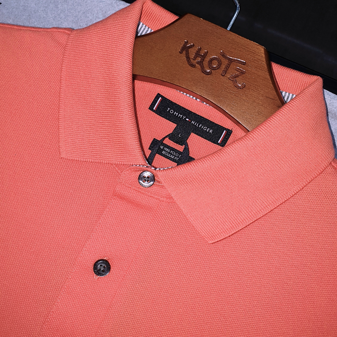 Polo Tommy Hilfiger Masculina Salmão 1985 Regular Fit
