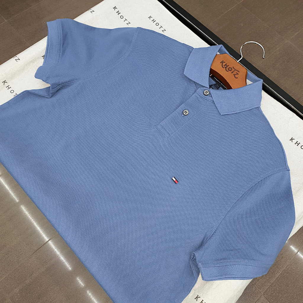 Polo Tommy Hilfiger Masculina Azul Cimento 1985 Regular Fit