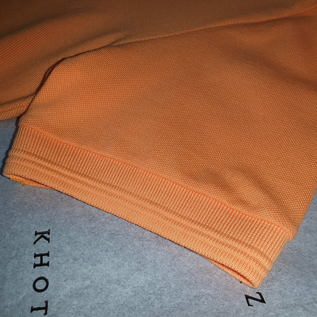 Polo Ralph Lauren Masculina Abóbora Pony Branco Gola Diferenciada