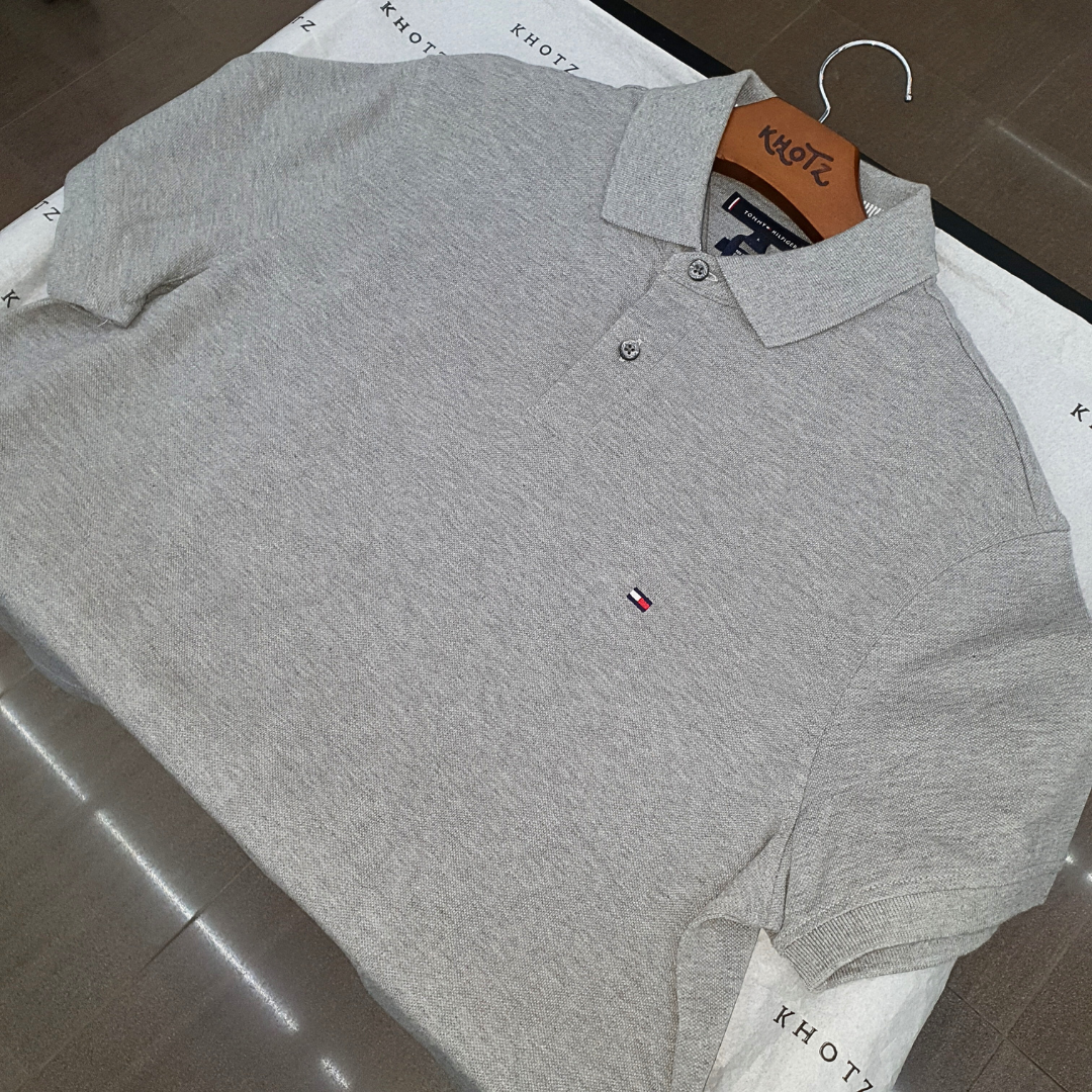 Polo Tommy Hilfiger Masculina Cinzenta 1985 Regular Fit